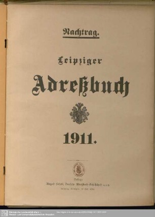 Nachtrag Leipziger Adressbuch 1911
