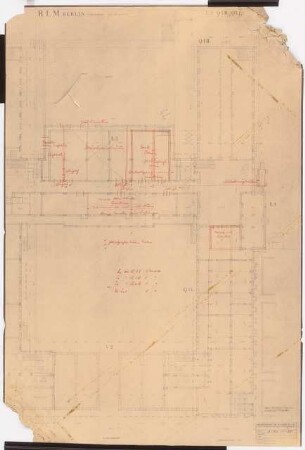 Reichsluftfahrtministerium, Berlin: Teilgrundriss L1/L2/Q1 1:100 (Sockelgeschoss)