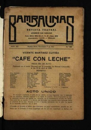 Café con leche : pieza en un acto