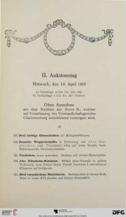 II. Auktionstag: Mittwoch, den 19. April 1905 (Nr. 223-490)