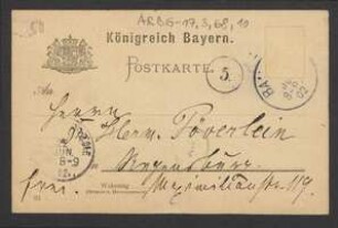 Brief von August Vill an Hermann Poeverlein