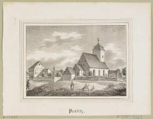 Die Kirche in Portitz nordöstlich von Leipzig (Leipzig-Portitz), aus Sachsens Kirchen-Galerie von Hermann Schmidt, Bd. 9, 1844