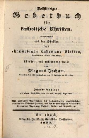 Vollständiges Gebetbuch für katholische Christen