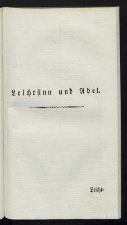 Leichtsinn und Adel