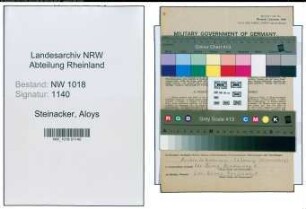 Entnazifizierung Aloys Steinacker , geb. 11.06.1912 (Kaufmaennischer Angestellter)