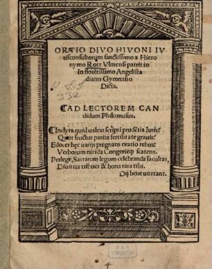 Oratio divo Hivoni iurisconsultorum sanctissimo
