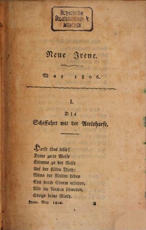 Irene : eine Monatschrift. 1806,2, 1806,2 = Mai-Juni