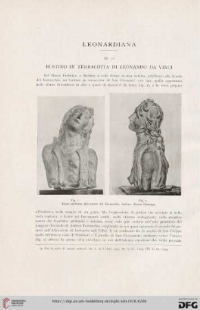 31: Leonardiana, 4, Bustino in terracotta di Leonardo da Vinci
