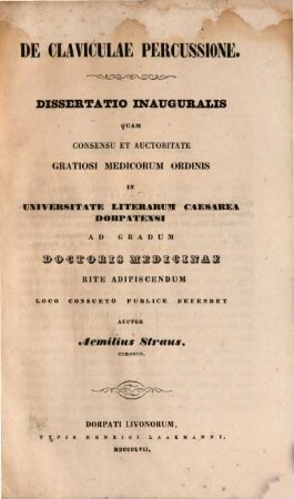 De claviculae percussione : (Diss. inaug.)