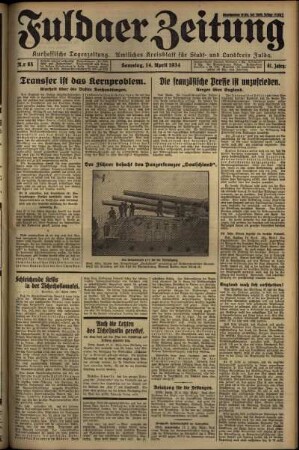 Ausgabe vom Samstag, den 14. April 1934.