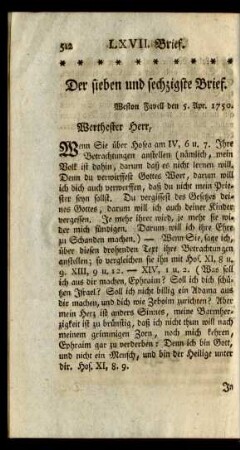Der sieben und sechzigste Brief