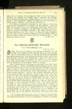 Das Schleswig=Holsteinische Wörterbuch.