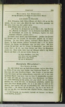 Harmlose Thierfabel