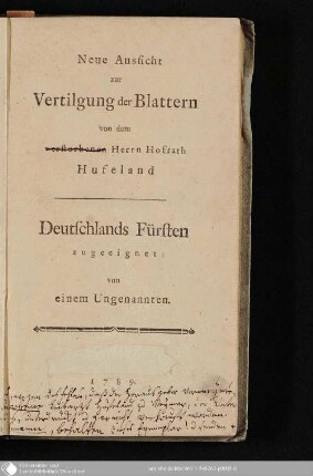 Neue Aussicht zur Vertilgung der Blattern