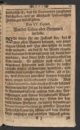 Das XV. Capitel. Von der Colica oder Grimmen im Leibe