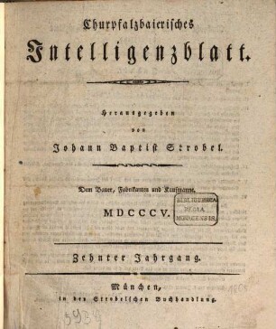 Churpfalzbaierisches Intelligenzblatt. 1805 = Jg. 10