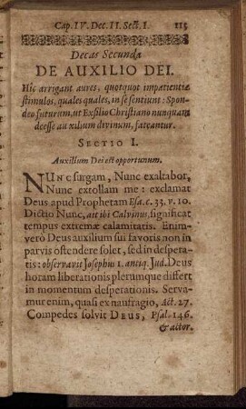 Decas Secunda. De Auxilio Dei.