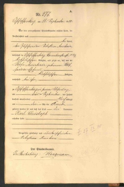 Standesamtsbuch der Stadt Aschaffenburg: Geburten 365/1900 - 184/1901