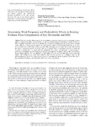 Dissociating word frequency and predictability effects in reading: Evidence from coregistration of eye movements and EEG
