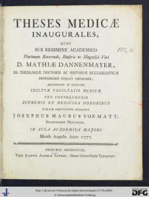 Theses Medicae Inaugurales
