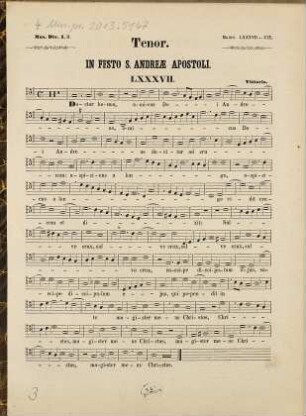 Motetta : 4 vocum auctorum variorum, 2. Proprium sanctorum : de festo S. Andreae usque in festum S. Laurentii Martyr.