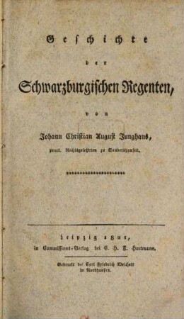 Geschichte der Schwarzburgischen Regenten