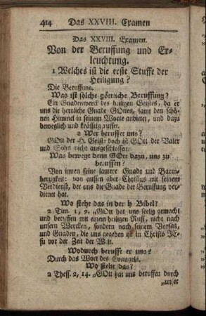 Das XXVIII. Examen. Von der Beruffung und Erleuchtung