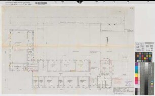 Recklinghausen (Recklinghausen) Staatliches Aufbaugymnasium Umbau und Erweiterung des Altbaus Grundriß Erdgeschoß 1959 1 : 100 55 x 81 Pause Staatshochbauamt Recklinghausen Regierung Münster Nr. 34118