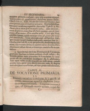 Caput II. De Vocatione Primaria.
