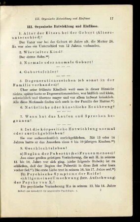 III. Organische Entwicklung und Einflüsse