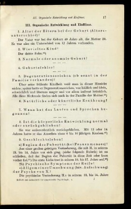III. Organische Entwicklung und Einflüsse
