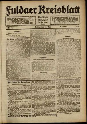 Ausgabe vom Freitag, den 18. Juli 1919.