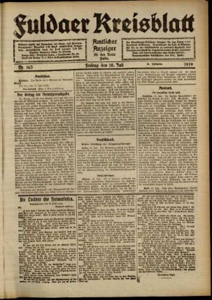 Ausgabe vom Freitag, den 18. Juli 1919.