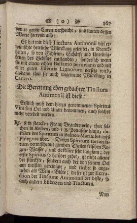 Die Bereitung eben gedachter Tinctura Antimonii ist diese: