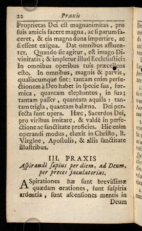 22-27, Praxis precum jaculatoriarum.