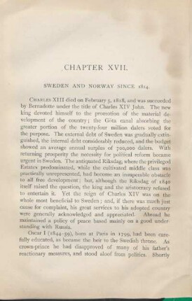 Chapter XVII. Sweden And Norway Since 1814.