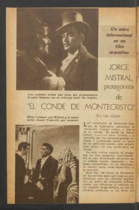 Jorge Mistral, protagonista de "El conde de Montecristo"