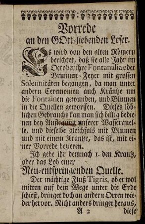 Vorrede an den Gott-liebenden Leser
