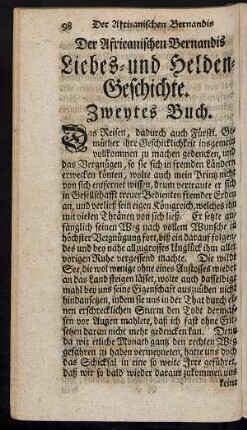 Der Africanischen Bernandis Liebes- und Helden-Geschichte. Zweytes Buch.