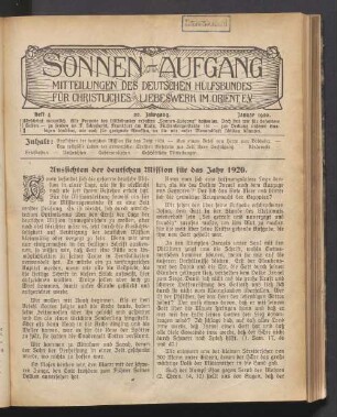 Heft 4. 22. Jahrgang. Januar 1920