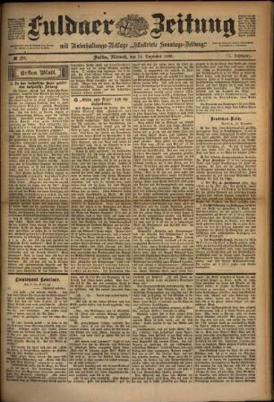 Erste Ausgabe vom Mittwoch, den 14. Dezember 1898.