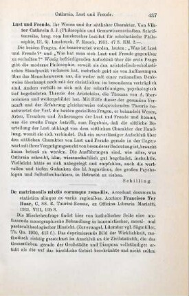 437 [Rezension] Cathrein, Victor, Lust und Freude