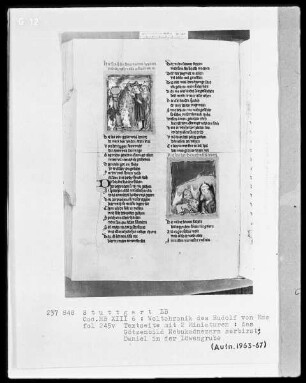 Weltchronik - Bruder Philipp — ---, Folio 1recto-256recto---, Folio 1recto-256rectoTextseite mit zwei Miniaturen, Folio 245verso