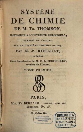 Systême de chimie : traduit de l'anglais sur la dernière édition de 1807, 1