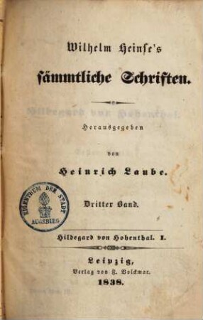 Sämmtliche Schriften. 3.4. Hildegard von Hohenthal. 1838.