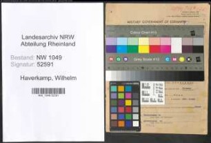 Entnazifizierung Wilhelm Haverkamp , geb. 04.09.1907 (Kaufmaennischer Angestellter)