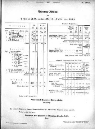1875: Rechnungs-Abschluß der Communal-Beamten-Sterbekasse pro ...