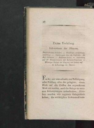 Dritte Vorlesung: Lebensdauer der Pflanzen