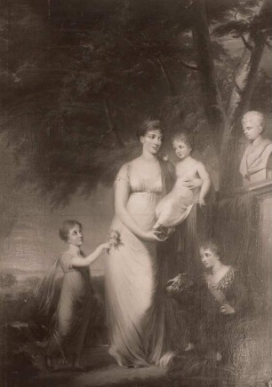 Friederike Dorothea Wilhelmine, Königin von Schweden, geb. Prinzessin von Baden : Friederike Dorothea Wilhelmine, Königin von Schweden, mit ihren Kindern, Dresden, Residenzschloss