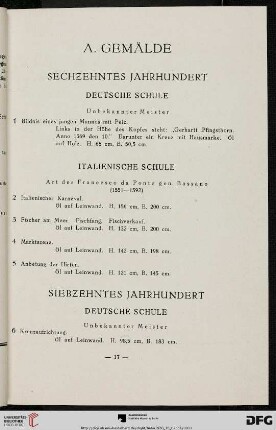 A. Gemälde (Nr. 1-85)